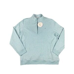 Criquet Mens XXL 1/4 Zip Pullover Light Blue Heather Logo Modal Blend NWT